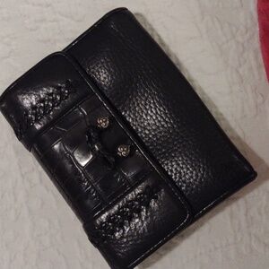 Brighton black leather trifold wallet